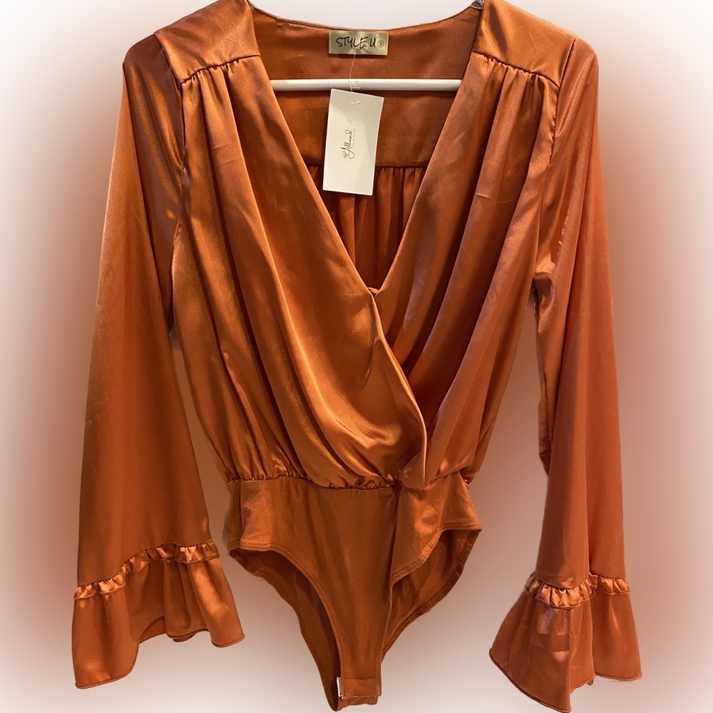Ladies’ Metallic copper bodysuit. Size Small
